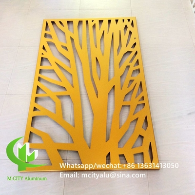 panel de pantalla de corte de aluminio con patrones de árboles diseño panel de corte láser para la ventana de fachada del balcón