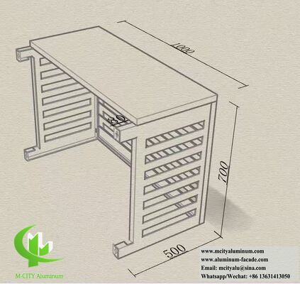 Tamaño personalizado Capa de la unidad de AC de la pantalla de aluminio con láminas en ángulo de 45 ° y acabado recubierto de polvo