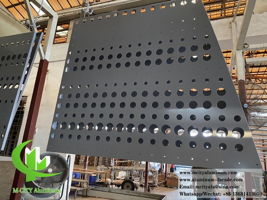 Hoja de aluminio gris revestida con polvo de pantalla metálica perforada para revestimiento de paredes