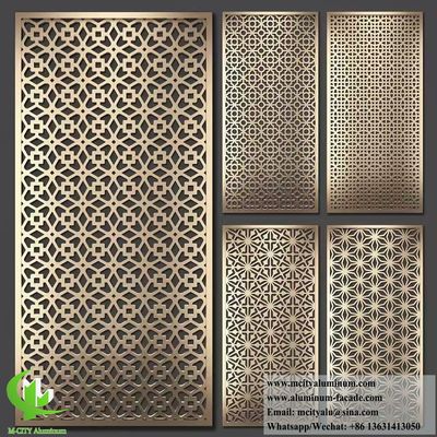 Buen precio Panel de corte por láser decorativo y partición de metal arquitectónico de color latón en 1200x2400mm con acabado recubierto de polvo en línea
