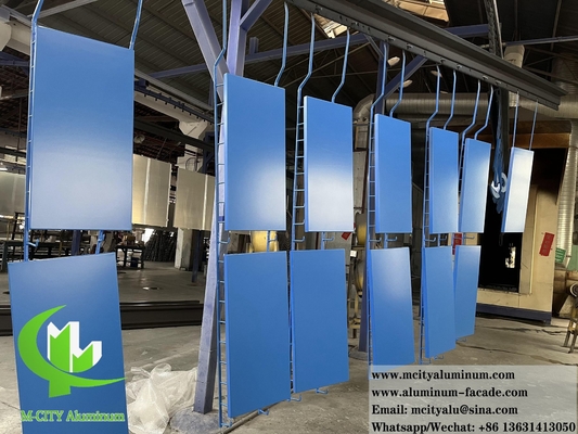 Panel exterior de revestimiento de pared de aluminio sólido con patrón perforado de color azul PVDF