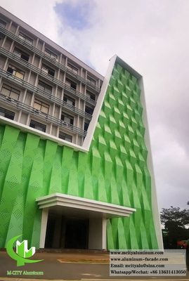 Revestimiento de paredes metálicas de forma 3D Hoja de aluminio arquitectónico para fachadas de paredes Sistema antirruja
