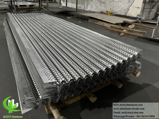 Revestimiento metálico corrugado de lámina perforada de aluminio para decoración de paredes de fachada