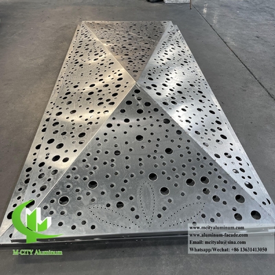 Sistema de fachada de aluminio 3D Hoja de metal con patrón de perforación para decoración de revestimiento de paredes exteriores