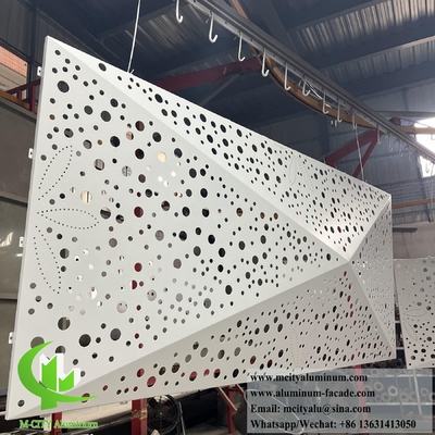Revestimiento de fachada exterior de chapa de metal de diseño 3D Patrón de perforación PVDF