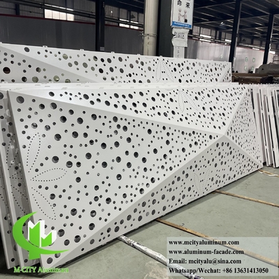Revestimiento de fachada exterior de chapa de metal de diseño 3D Patrón de perforación PVDF