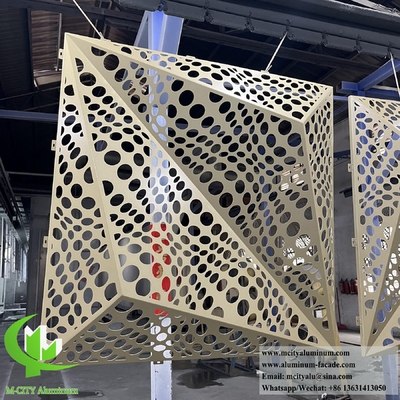Hoja de aluminio metálico de fachada 3D con patrón de perforación para decoración de edificios