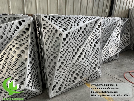Hoja de aluminio metálico de fachada 3D con patrón de perforación para decoración de edificios