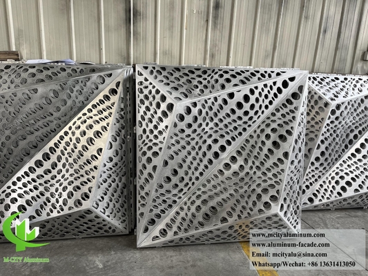 Hoja de aluminio metálico de fachada 3D con patrón de perforación para decoración de edificios