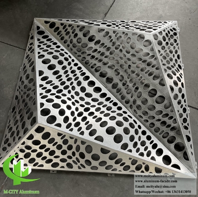 Revestimiento de fachada exterior de chapa de metal de diseño 3D Patrón de perforación PVDF