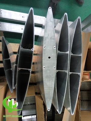 Profile de persiana de aluminio extrudido persiana aerodinámica pvdf con acabado gris