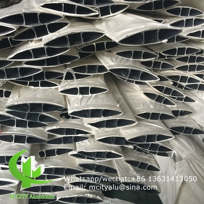 Revestimiento en polvo de aluminio de perfil aerodinámico arquitectónico con forma ovalada para pared cortina de fachada