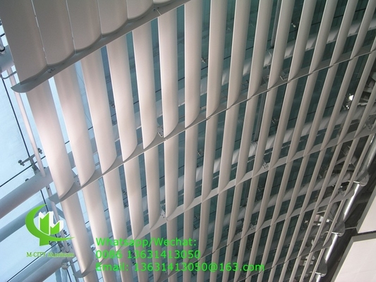sombreador solar recubierto en polvo para ventanas Aerofoil persiana de perfil persiana de aluminio con forma ovalada para pared cortina de fachada