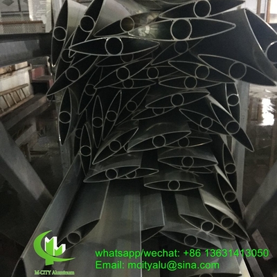 250 mm arquitectónico perfil de alfiler de aluminio hoja de persiana con forma ovalada para la pared cortina de fachada