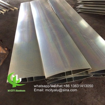 250 mm arquitectónico perfil de alfiler de aluminio hoja de persiana con forma ovalada para la pared cortina de fachada