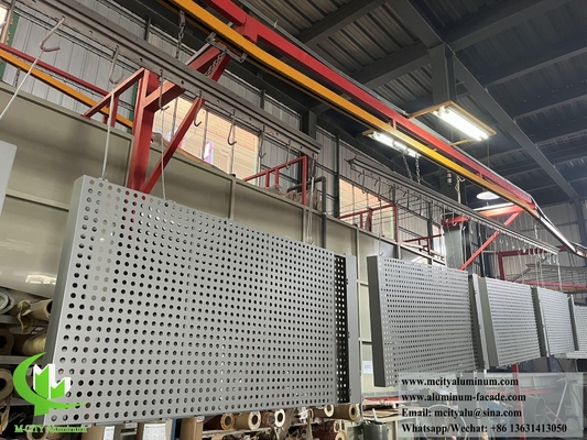 Revestimiento metálico de lámina de aluminio perforada para techos o fachadas recubierto en polvo