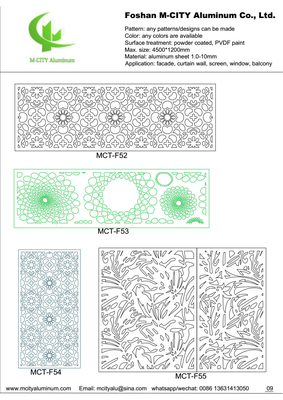 Hojas metálicas decorativas Panel decorativo perforado de aluminio para paredes de cortinas fachada revestimiento de paredes