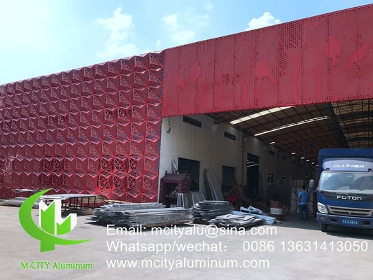 fachada perforada en 3D fachada decorativa de aluminio revestimiento de pared exterior del edificio cortina de pared de fachada con patrón de techo