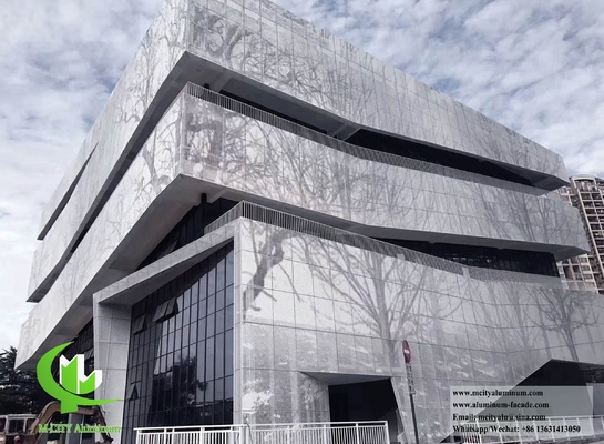 Panel de fachada de metal sólido de aluminio con patrón de perforación para decoración de revestimiento de paredes de edificios