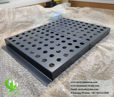 Panel de fachada de metal sólido de aluminio con patrón de perforación para decoración de revestimiento de paredes de edificios