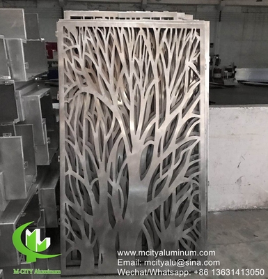 Arbol de aluminio perforado para balcón con láminas metálicas de 3 mm recubiertas de polvo