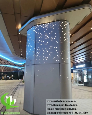 Cortar con láser la pantalla de aluminio de columna de revestimiento de metal con luz LED