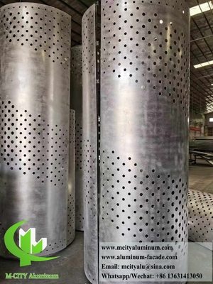 Columna de metal revestimiento de paneles de aluminio con patrón perforado con luz LED