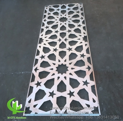 Panel de corte por láser de aluminio metálico con patrones de perforación de inicio utilizado para construir fachada estilo musulmán