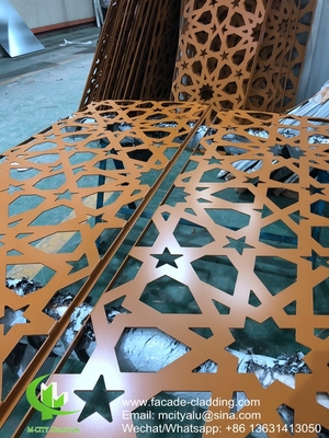 Color marrón Revestimiento de fachada con patrón de aluminio metálico para revestimiento exterior de fachada