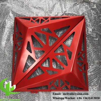 3D Panel de aluminio sólido para la fachada en polvo revestido de color rojo pared de cortina