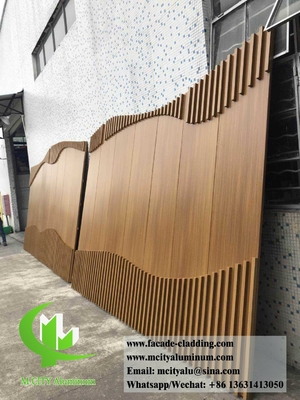 Color de grano de madera Panel de aluminio metálico para fachada de pared cortina