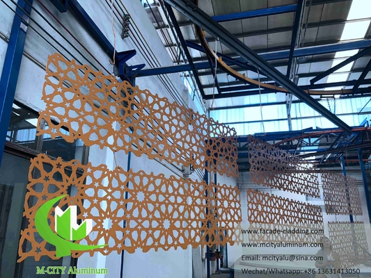 Paneles de pared metálicos para la mezquita Mashrabiya hojas de aluminio diseño árabe para el revestimiento de paredes sistema de fachada