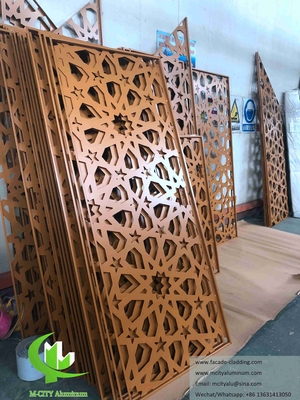 Película de aluminio de pantalla metálica de lámina de corte por láser fachadas de aluminio para mezquita Mashrabiya