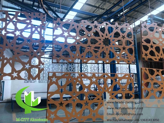 Paneles de pared metálicos de lámina de aluminio cortada por láser fachadas para mezquita Mashrabiya