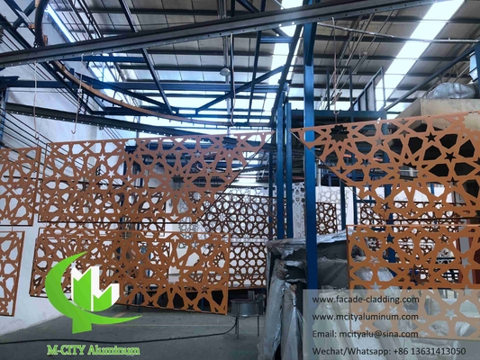 Película de aluminio de pantalla metálica de lámina de corte por láser fachadas de aluminio para mezquita Mashrabiya