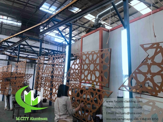 Paneles de pared metálicos de lámina de aluminio cortada por láser fachadas para mezquita Mashrabiya