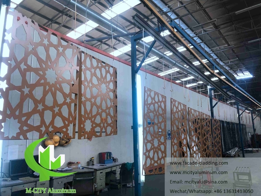 Película de aluminio de pantalla metálica de lámina de corte por láser fachadas de aluminio para mezquita Mashrabiya