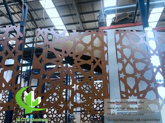 Paneles de pared metálicos de lámina de aluminio cortada por láser fachadas para mezquita Mashrabiya
