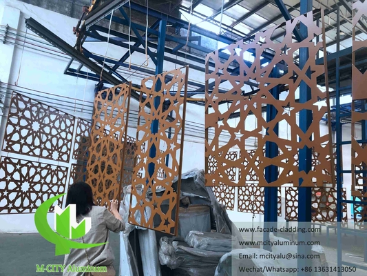 Paneles de pared metálicos de lámina de aluminio cortada por láser fachadas para mezquita Mashrabiya