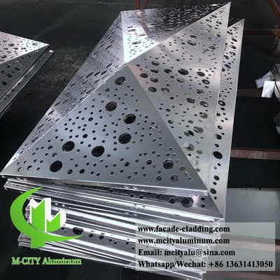 Paneles de aluminio perforados de forma 3D para fachada de hotel, chapa de metal personalizada