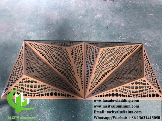 Hoja perforada 3D fachada de aluminio arquitectónico hoja de metal cortada con láser para revestimiento