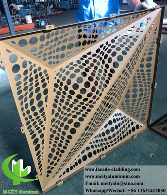 Hoja perforada 3D fachada de aluminio arquitectónico hoja de metal cortada con láser para revestimiento