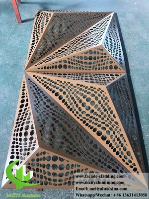 Hoja perforada 3D fachada de aluminio arquitectónico hoja de metal cortada con láser para revestimiento