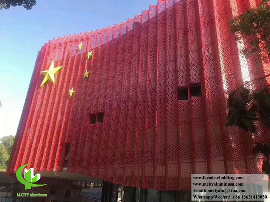 Pared cortina de paneles metálicos de aluminio fluorocarbono perforados de CNC para revestimiento de fachadas