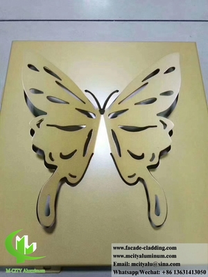 Paneles metálicos de diseño mariposa de chapa de aluminio para decoración de paredes, revestimientos