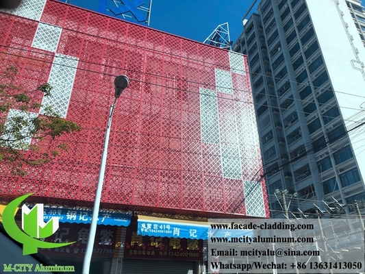 Pared cortina de paneles perforados de aluminio fluorocarbonado con revestimiento CNC para revestimiento de fachadas