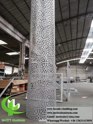 Panes de metal sólido con revestimiento de aluminio para columnas de forma redonda con diseño de corte por láser