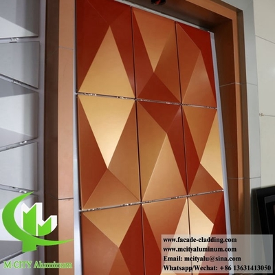 Forma 3D de la hoja de metal de aluminio fachadas de la hoja de perforación color dorado
