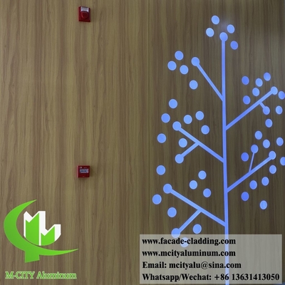 Revestimiento de pared de aluminio sólido de color grano de madera para decoración de paredes interiores de madera