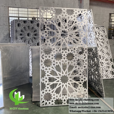 Islam diseño fachada metálica revestimiento de pared de aluminio con patrones perforados recubierto en polvo